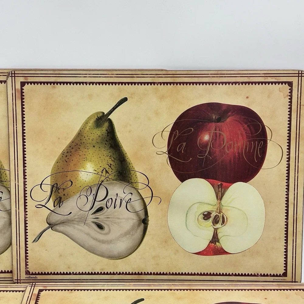 Pimpernel Rolland La‎ Poire La Pomme Cork Back Placemats Set of 6 Fruit Design